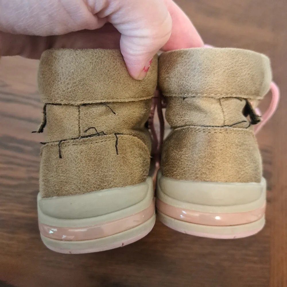 Twister Kids Tan Pink Light Up Moccasin Boots M&F Western 83337-00 Size 12
